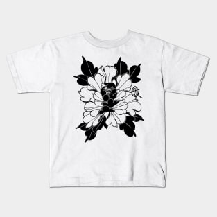 Blackwork Peony Kids T-Shirt